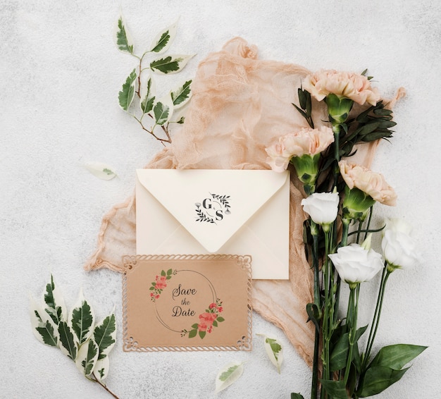 PSD bellissimo concetto di matrimonio mock-up