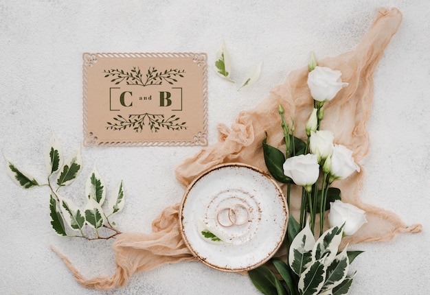 Bellissimo concetto di matrimonio mock-up