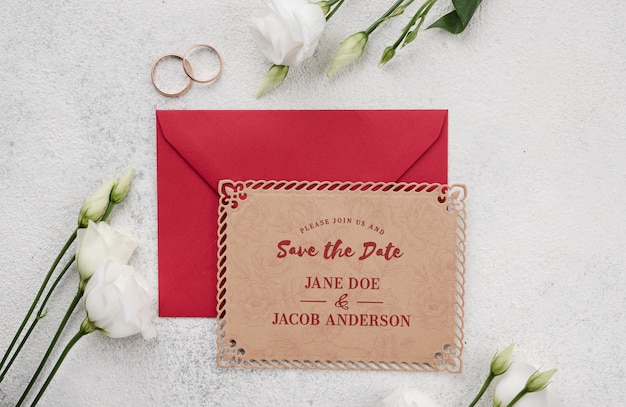 PSD beautiful wedding concept mock-up