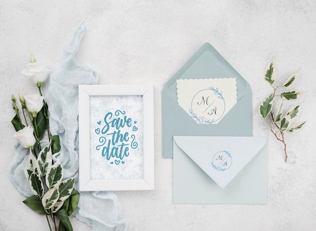 PSD beautiful wedding concept mock-up