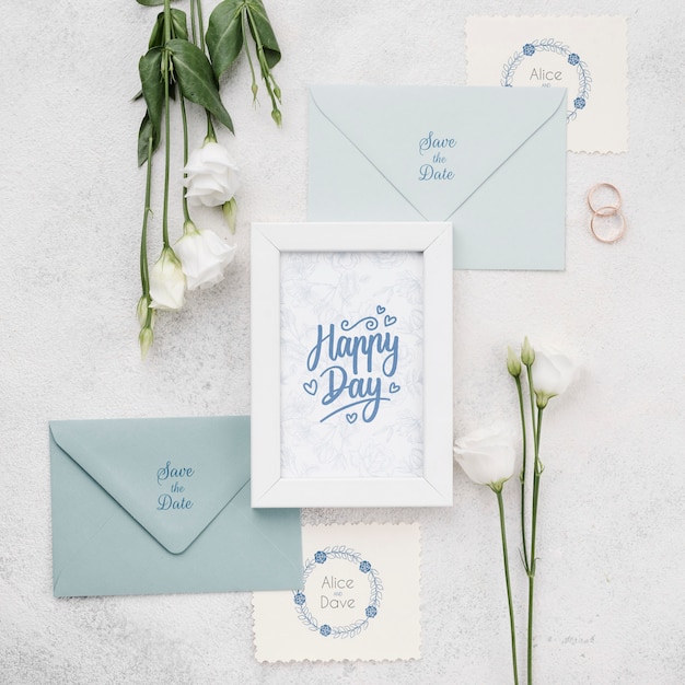 PSD bellissimo concetto di matrimonio mock-up