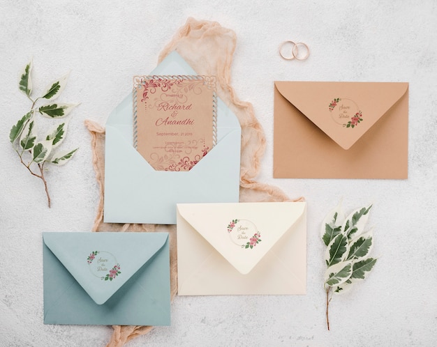 PSD bellissimo concetto di matrimonio mock-up