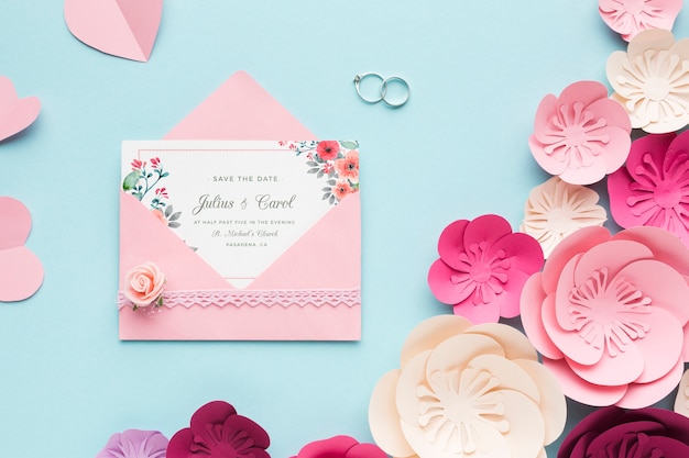 PSD beautiful wedding concept mock-up