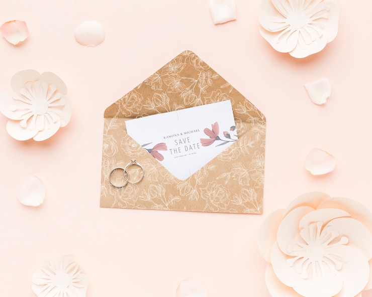 PSD beautiful wedding concept mock-up