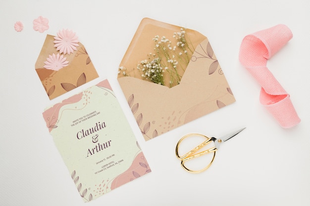 PSD beautiful wedding concept mock-up