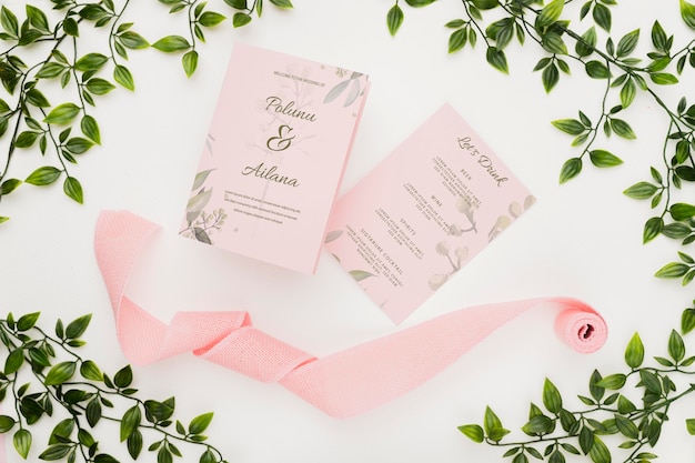 PSD beautiful wedding concept mock-up