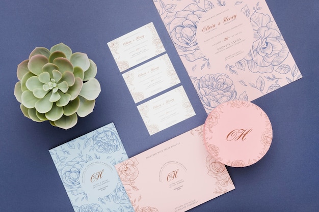 PSD beautiful wedding concept mock-up