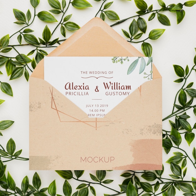 PSD beautiful wedding concept mock-up