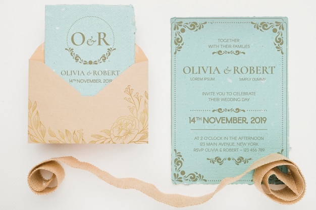 PSD beautiful wedding concept mock-up