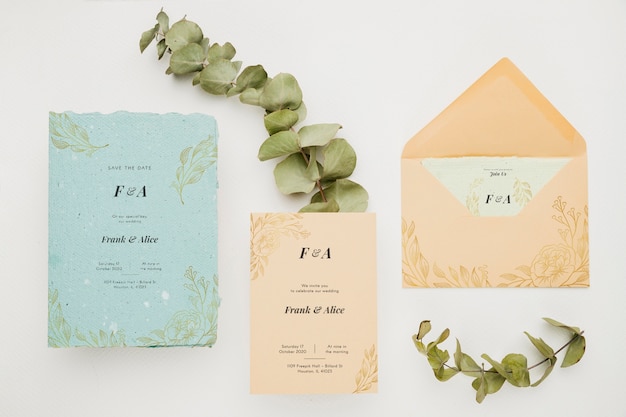 PSD beautiful wedding concept mock-up