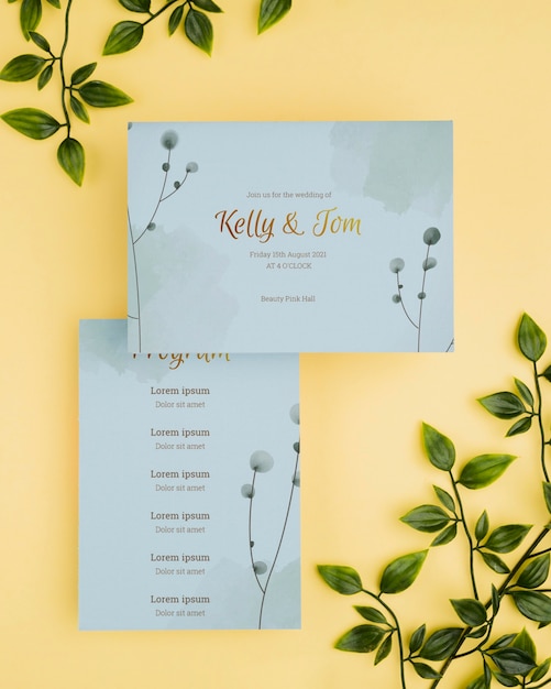 PSD beautiful wedding concept mock-up