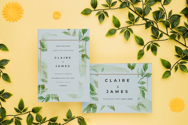 PSD beautiful wedding concept mock-up