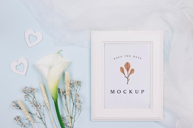 PSD mock-up di concetto di matrimonio bellissimo