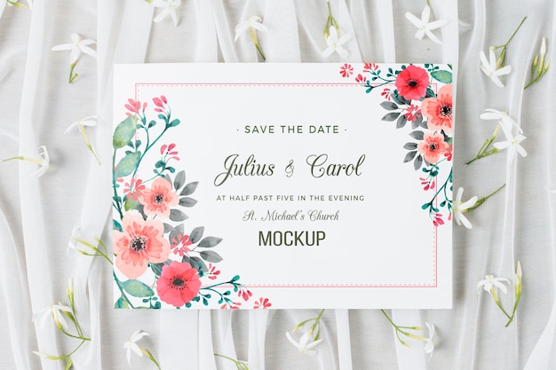 PSD beautiful wedding concept mock-up