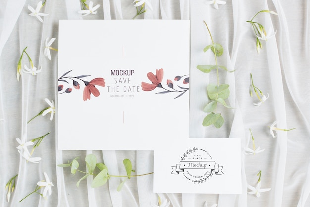 PSD beautiful wedding concept mock-up