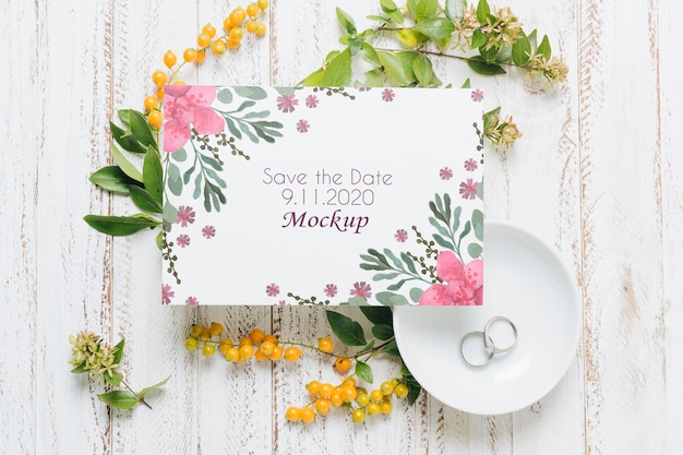 PSD mock-up di concetto di matrimonio bellissimo