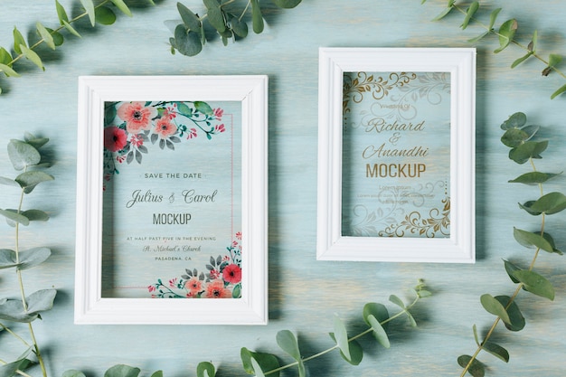 PSD beautiful wedding concept mock-up