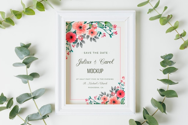 PSD mock-up di concetto di matrimonio bellissimo