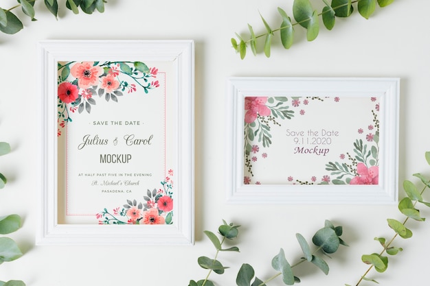 PSD beautiful wedding concept mock-up