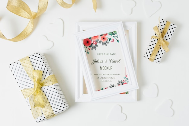 PSD mock-up di concetto di matrimonio bellissimo