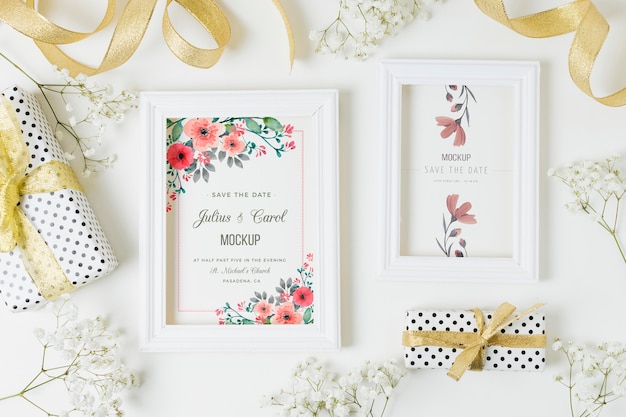 PSD mock-up di concetto di matrimonio bellissimo