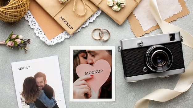 PSD mock-up di concetto di matrimonio bellissimo