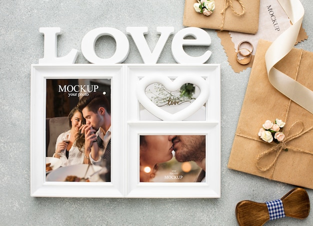 PSD beautiful wedding concept mock-up