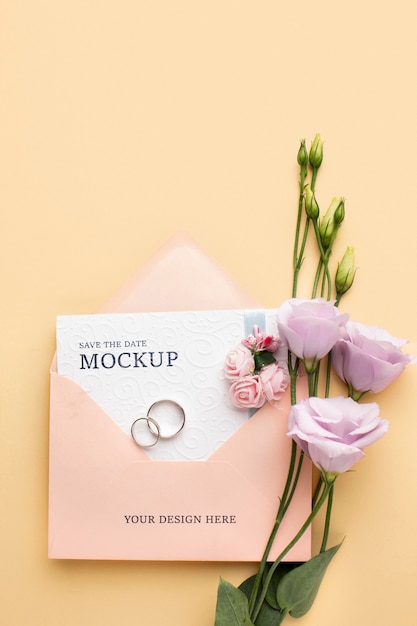 PSD mock-up di concetto di matrimonio bellissimo