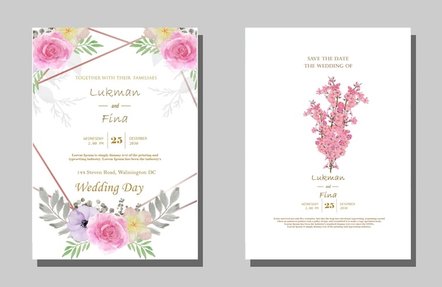 Beautiful wedding invitation template psd