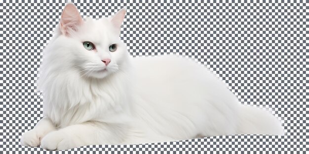 PSD beautiful white color cat isolated on transparent background