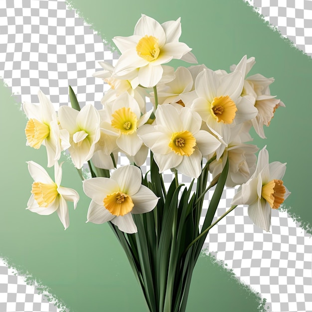 Красивые белые нарциссы на прозрачном фоне весенние цветы