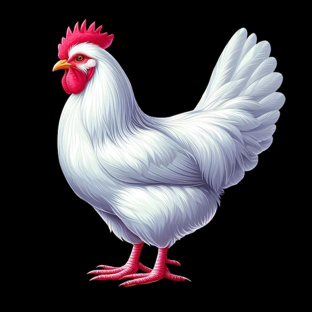 PSD beautiful white hen illustration