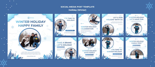 PSD beautiful winter holiday instagram post template