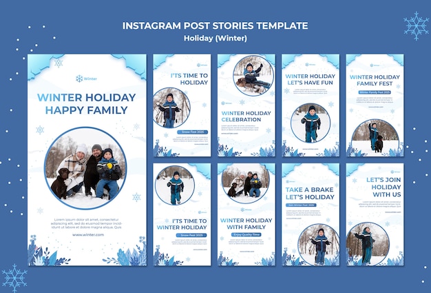 Bellissimo modello di storia di instagram per le vacanze invernali