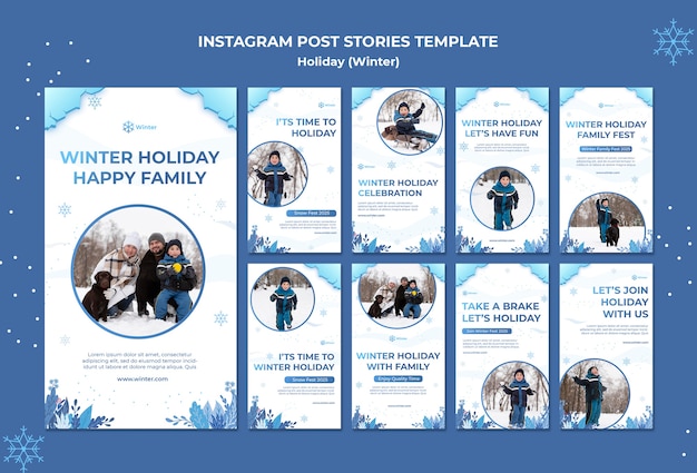 PSD 美しい冬の休日のinstagramのストーリーテンプレート