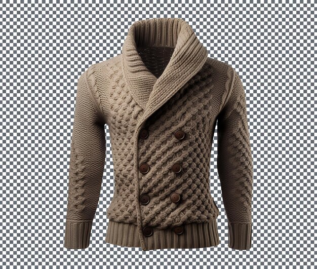 PSD beautiful winter turtleneck cardigan isolated on transparent background