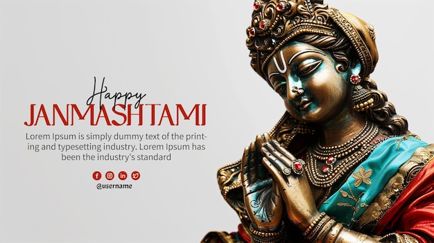 Beautiful wishes card for indian festival happy krishna janmashtami cultural