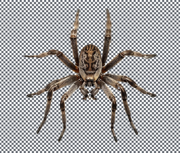 beautiful wolf spider isolated on transparent background