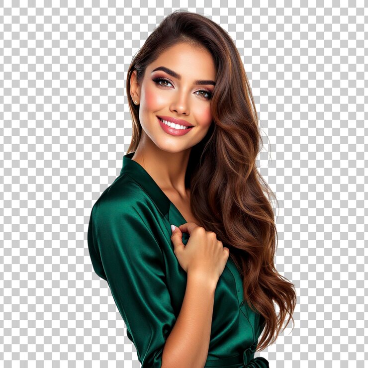 PSD beautiful woman in green dress