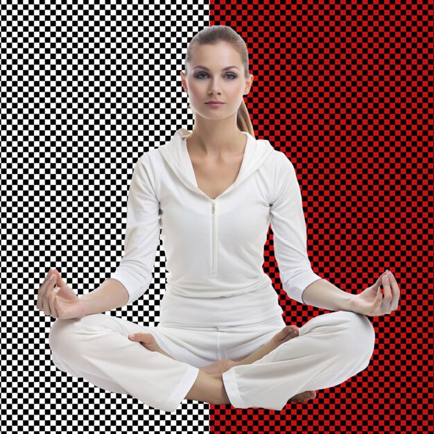 PSD beautiful woman wearing tracksuit on transparent background