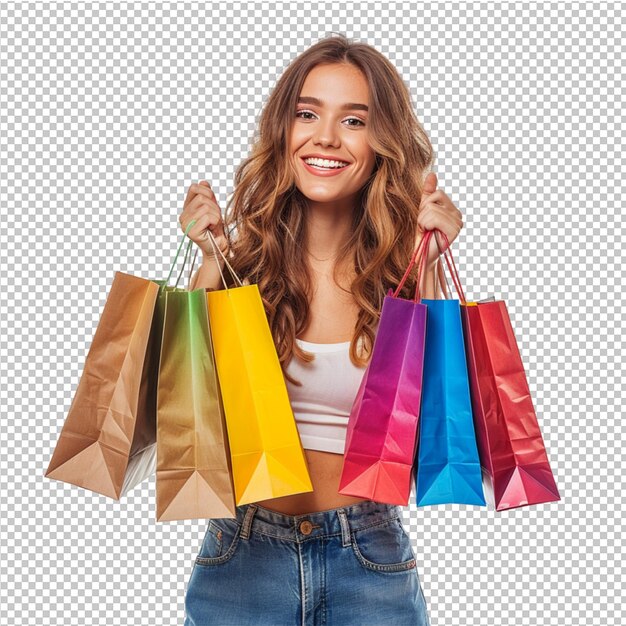 PSD beautiful woman with shopping bags