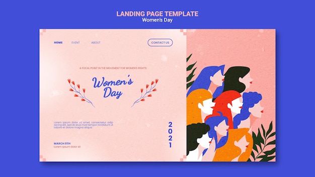 PSD beautiful women's day landing page template