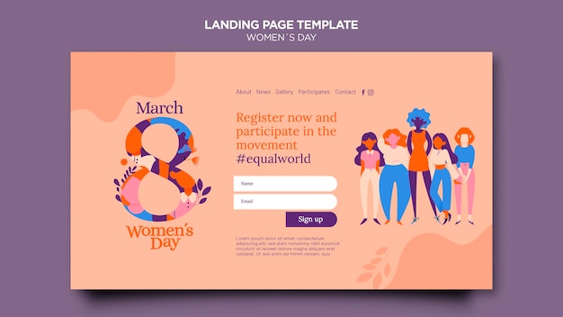 Beautiful women's day landing page template