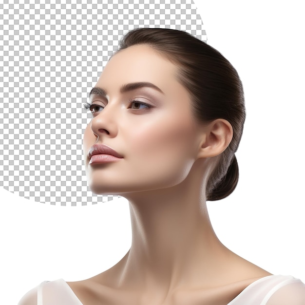 PSD Портрет красивой женской косметической модели на прозрачном фоне