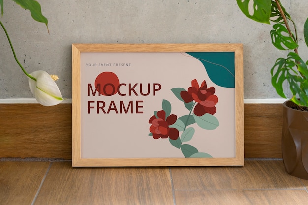 beautiful wooden frame with plants indoors