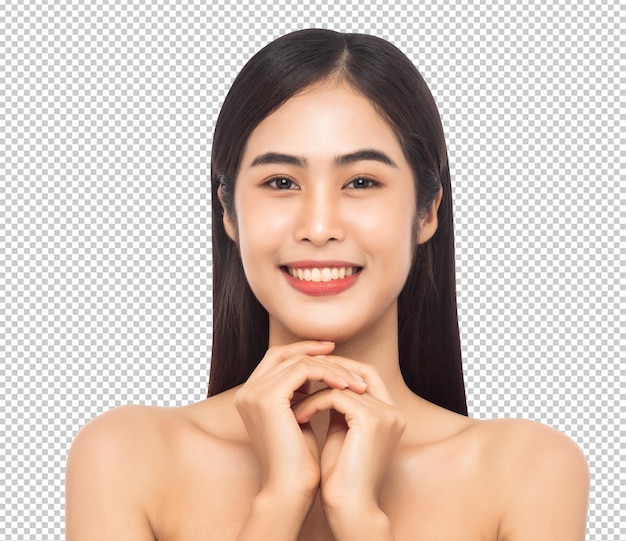 きれいな新鮮な肌を持つ美しい若いアジアの女性美容とスキンケアのコンセプトpsdファイル