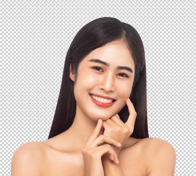 PSD beautiful young asian woman with clean fresh skin beauty and skincare concept psd file