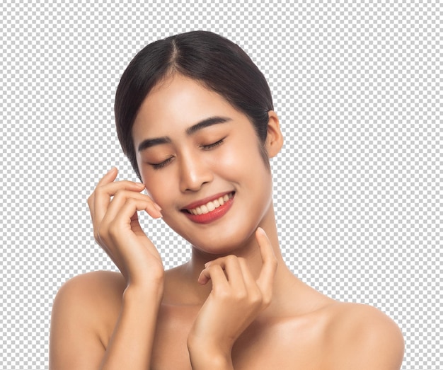 Beautiful Young Asian woman with clean fresh skin Beauty and skincare concept Psd file