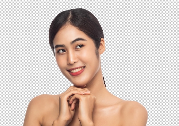 PSD beautiful young asian woman with clean fresh skin beauty and skincare concept psd file