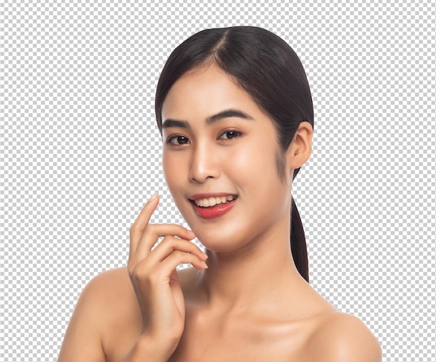 Beautiful Young Asian woman with clean fresh skin Beauty and skincare concept Psd file